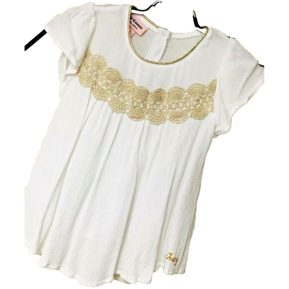 Juicy Couture Other - Juicy Couture Dress 2T White Gold Bodice Neck Trim Little Girls Logo Lined